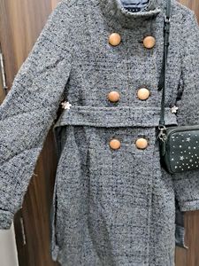 Korean A Shape Double Breasted Coat With Belt
