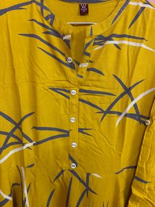 Mustard printed Anarkali Kurta