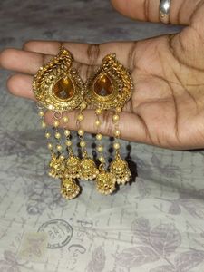 Elegant Gold-tone Jhumka Earrings