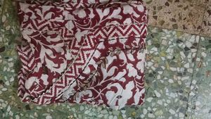 Maroon and White Print Fabric