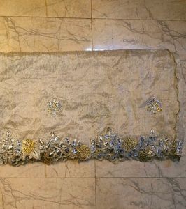 Sliver Elegant Embroidered Fabric Dupatta