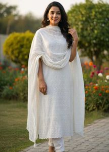Elegant White Embroidered Kurta
