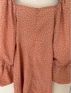 Cute Peach Polka Dotted Dress