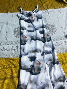 grey multi colour side cut dress