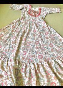 Floral Offwhite Gown Full Length N Flare