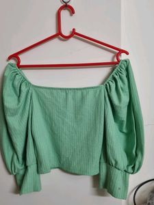 Mint Green Puff Sleeve Top