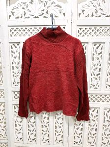 🎀Imported Red Turtleneck Knit Sweate C