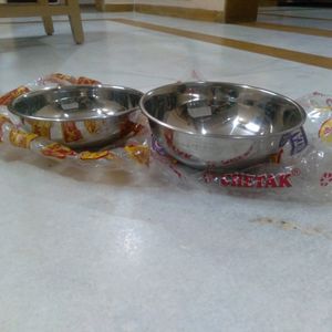2 Stainless Steel Bowl With Tray