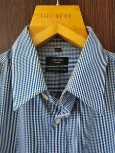 John Louis Half Sleeve Formal Blue Checkered Shirt | Size L Or 42