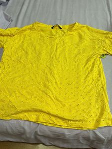 Yellow Eyelet Top