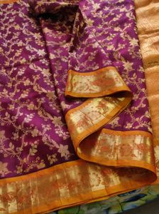 Floral korvai kanchipuram silk Saree