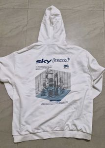 White Graphic Print Hoodie