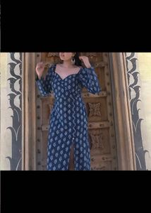 Navy Blue Printed Maxi Dress