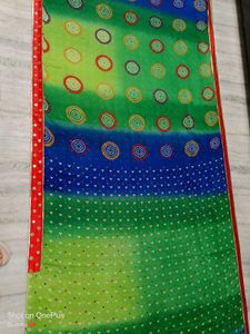 🇳🇿💫💗 Bandhej Print Elegant Blue &amp; Green Saree