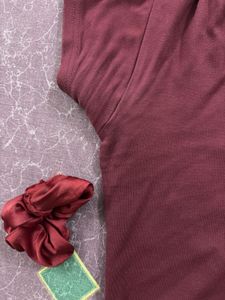 Maroon Solid Crop Top