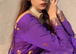 purple long anarkali dress
