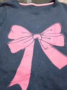 Pinteresty Ribbon Printed Tshirt/Top For Women