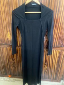 Black Bodycon Dress With Side Slit