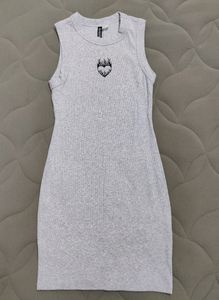H&amp;M Gray Ribbed Bodycon Dress