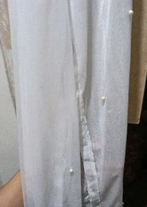 White Dupatta with pearls