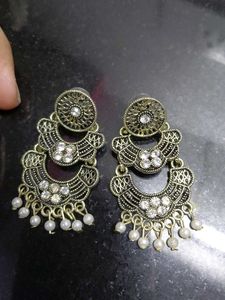 Elegant Drop Earrings ,old style, with pretty whit