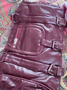Burgundy Buckled Backpack
