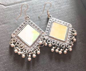 Silver Jhumka Earrings Set