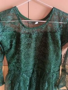 Elegant Green Lace Peplum Top