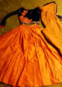 Crop Top And Skirt With Dupatta