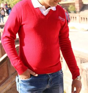 V Neck Red Sweater