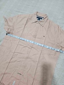 Tommy Hilfiger Short Sleeve Button-Up Shirt-Peach