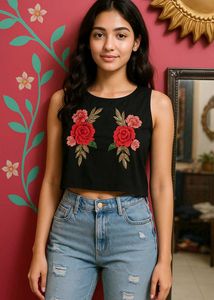 Crop Top And Wide Leg jeans