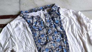 Rayon White Kurti Office Wear