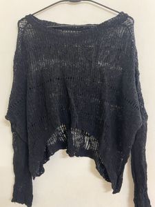 Black Sheer Knit Crop Top