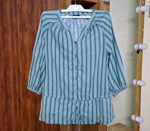 Striped Green Full Sleeve Top – Excellent Conditio