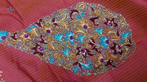 Pink &amp; Orange Embroidered Saree