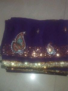 Purple Embellished Saree
