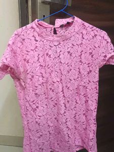 Pink Floral Lace Top