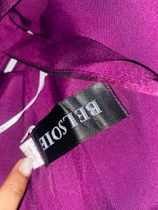 Purple Solid Full Length Dress