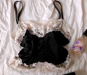 branded black lace lingerie set.