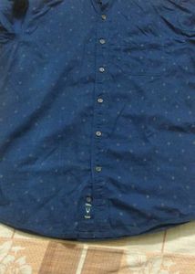 Navy Blue Casual Button-Down Shirt