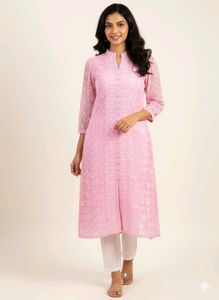 Pink Embroidered Kurta