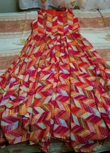Orange Asymetric Maxi Dress