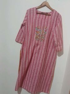Striped Embroidered Kurti