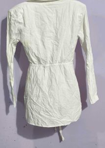 White Tie Front Mini Dress