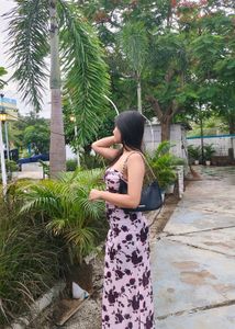 Floral Print Backless Maxi Dress