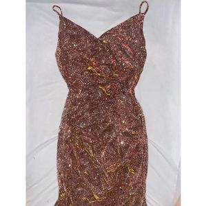 URBANIC Women&#39;s Ruched Sequin Gowns Sexy Spaghetti