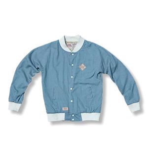 Vintage Sky Blue Varsity Bomber Jacket