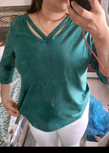 Stylish Teal V-Neck Top