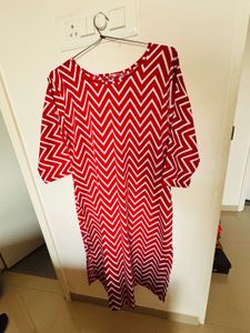 Red & White Zigzag Kurti